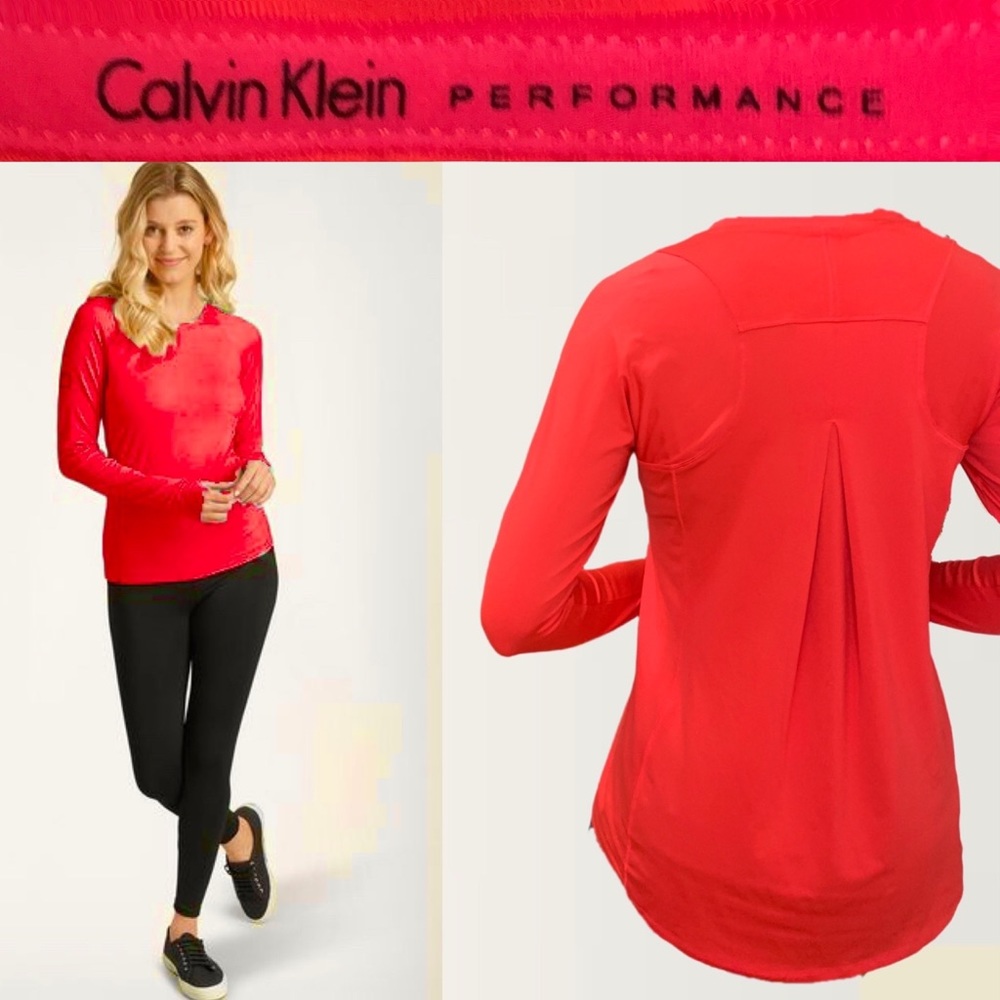 Like NEW Calvin Klein Performance Active Spandex Sleeve Shirt with Thumb Loops
